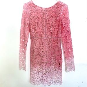 L’ATISTE Ombre Pink Lace Long Sleeve Dress S